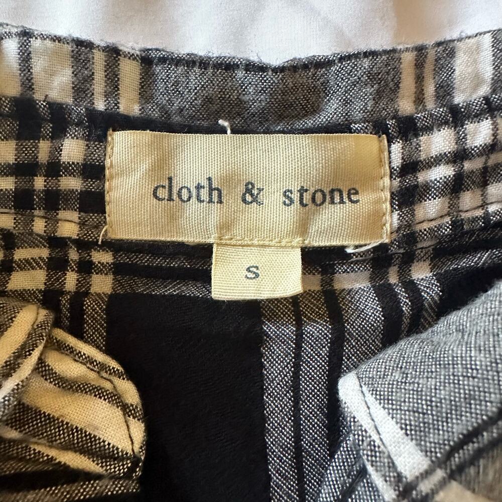 Cloth & Stone Shirt Button Down Plaid Black and White Small - Picture 6 of 7